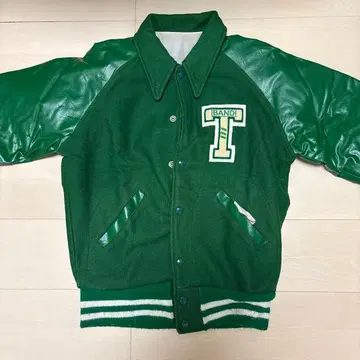 70s 그린 바시티 자켓 로고 포함