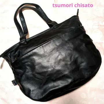 [선착순] tsumori chisato 블랙 가죽 토트백