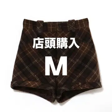 andmary Ribbon check mini pants brown M