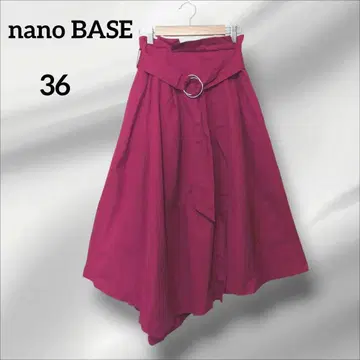 나노 베이스 플레어 스커트 마젠타 벨트 포함 코튼 36