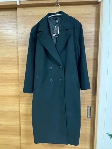 [ 미사용 새상품 ] 다크 그린 더블 브레스트 롱 코트