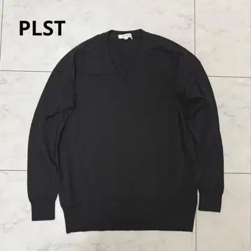 PLST 플라스테 워셔블 니트 V넥 스웨터 울 블랙