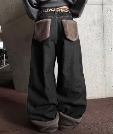 2way 인조 모피 데님