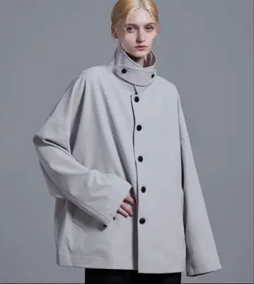 [ Loose ] 오버 돌먼 숏 스텐 칼라 블루종 그레이 M 사이즈