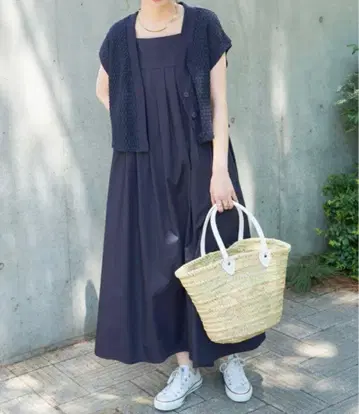 SIMPLICITE 크롭 기장 가디건 세트 스퀘어넥 원피스