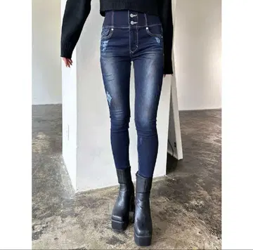 유즈드 라이크 하이웨스트 배기 팬츠 (인디고)