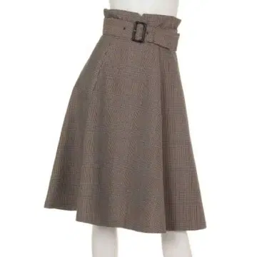 JUSGLITTY 벨트 포함 체크 플레어 스커트