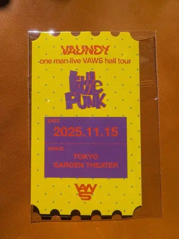 vaundy 티켓 카드 B상 11월 15일 가든 시어터