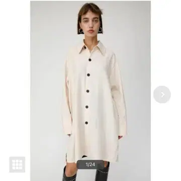 MOUSSY 오버사이즈 슬릿 롱 셔츠