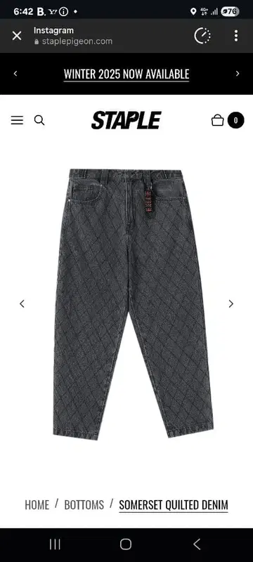 STAPLE SOMERSET QUILTED DENIM 그레이