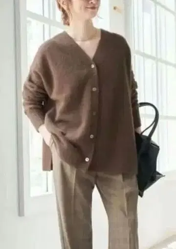 택 포함 새상품 [Spick and Span] 폭스 울 믹스 가디건