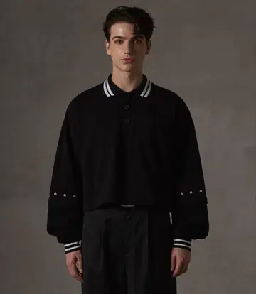 GRANCY 지퍼 레이어드 와이드 숏 피케 셔츠