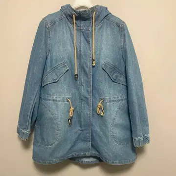 데님 후드티 코트 자켓 모즈 롱 아메카지 Y2K 모리걸