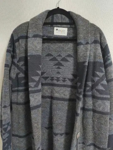 나노 유니버스 기하학 패턴 그레이 계열 가디건 울 혼방