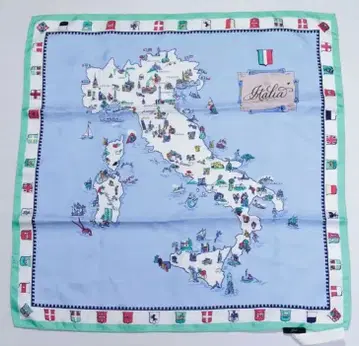 J.Crew 이탈리아 지도 실크 손수건 48cm x 48cm