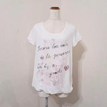 레트로걸 [ M ] 반팔 티셔츠 꽃무늬 프린트 셔츠 걸리시