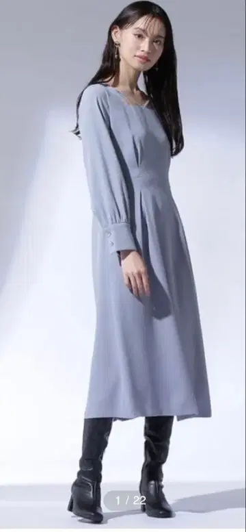 NATURAL BEAUTY BASIC 데콜테 라인 원피스 M 블루