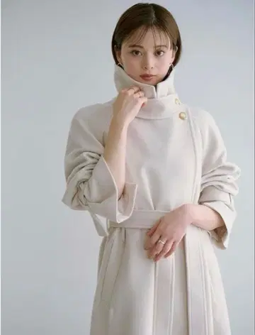 SNIDEL 울 캐시미어 스탠드 카라 코트 SWFC245224 IVR 0