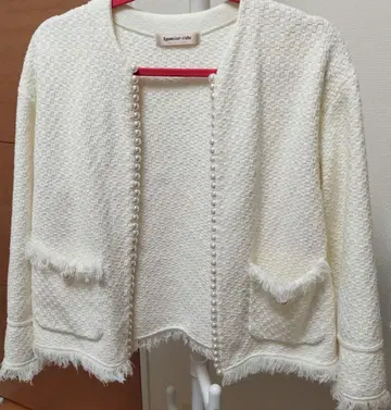 아푸와이저 리셰 펄 노카라 자켓 사이즈 2 화이트