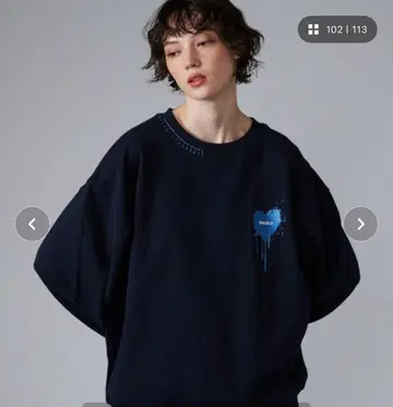 ONCILY 하트 로고 스티치 맨투맨