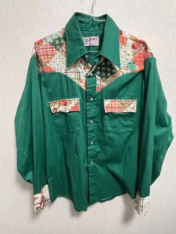 70s BRONCO 웨스턴 셔츠 그린