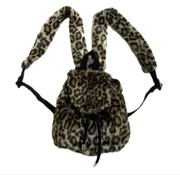 레오파드 무늬 퍼 백팩