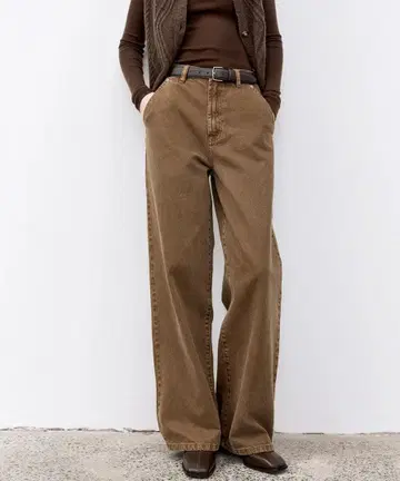 tageechita 데지치타 베이직 내로우 스트레이트 브라운 데님 팬츠