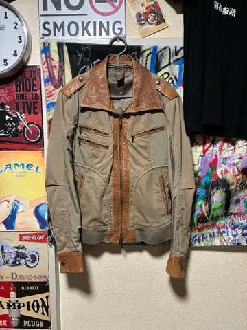 COMME CA MEN 나일론 가죽 자켓 M