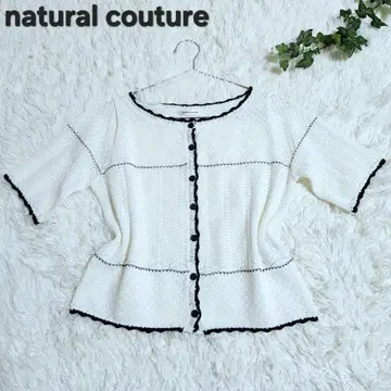 내추럴 꾸뛰르 반팔 볼레로 니트 가디건 크로셰 짜임 화이트