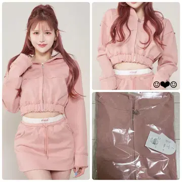 Darich DD 지퍼 후드 맨투맨 핑크