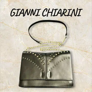 [ 레어 ] GIANNI CHIARINI 천연 가죽 스터드 숄더백 블랙