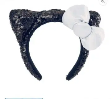 키티 스팽글 머리띠 (화이트 리본)