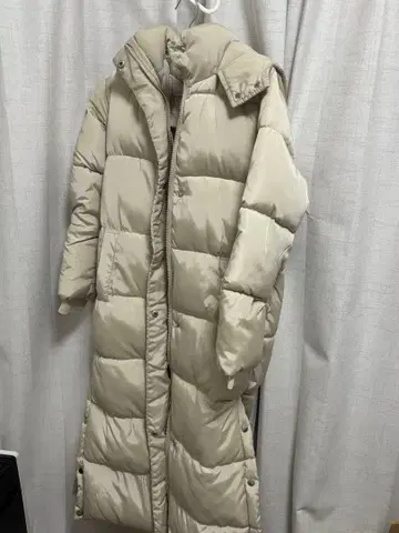 베이지 롱 다운 자켓 M 사이즈