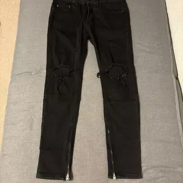 mnml 블랙 데님 팬츠 데미지 가공