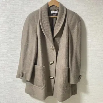 프랑스제 빈티지 알파카 혼방 울 코트 니트 절개 베이지 46