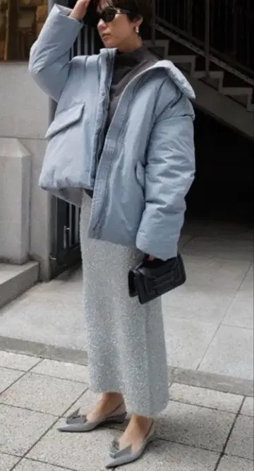 machatt 글리터 실버 라메 타이트 스커트