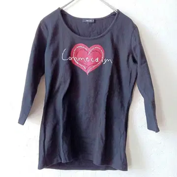 컴시즘 (M) 5부 소매 T셔츠 하트 프린트 블랙