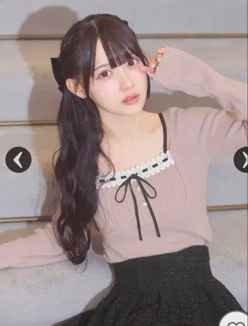 michellMacaron 미셸 마카롱 리본 리브 니트탑