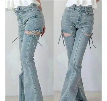 RESEXXY 컷 아웃 리본 데님 팬츠 S 사이즈