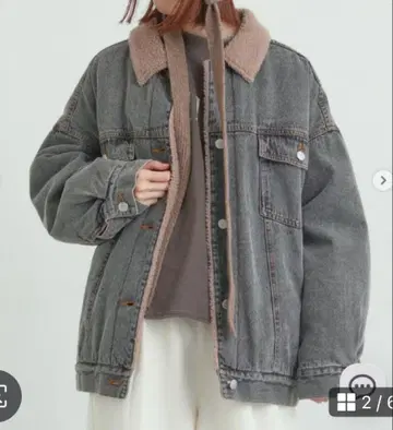 사만사 모스모스 데님 보아 자켓 블랙