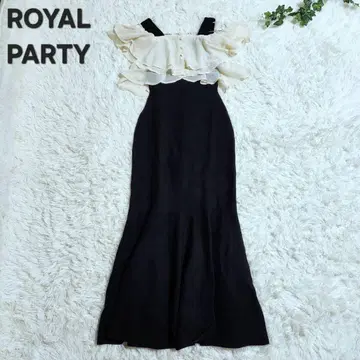 로얄 파티 프릴 슬리브리스 롱 니트 원피스 블랙 머메이드