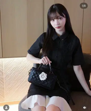 완판템 riu 블랙 무릎 기장 원피스 반팔 프릴