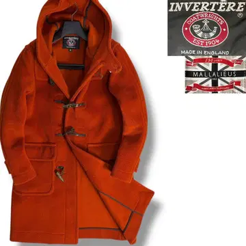 J5074 새상품급 인버티어 헤링본 더플 코트 오렌지 36