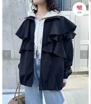 가격 인하 가능 [ Kastane ] 더블 지퍼 프릴 블루종