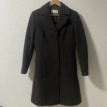 이탈리아제 빈티지 모헤어 혼방 롱 코트 울 다크 브라운 40