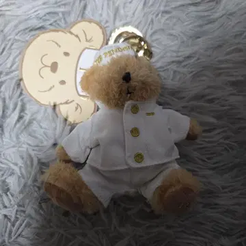 곰 봉제 인형 키링 화이트 수트