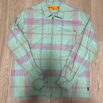 M 사이즈 CHALLENGER PLAID ZIP UP SHIRT 민트