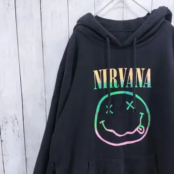 구제 의류 NIRVANA 닐바나 후드티 맨투맨 스마일 블랙 M
