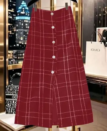 트위드풍 롱 스커트 예쁜 계열 꾸밈 드레시 체크 무늬 롱