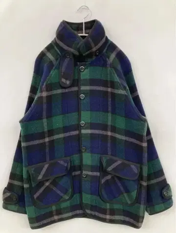 타탄 체크 노카라 자켓